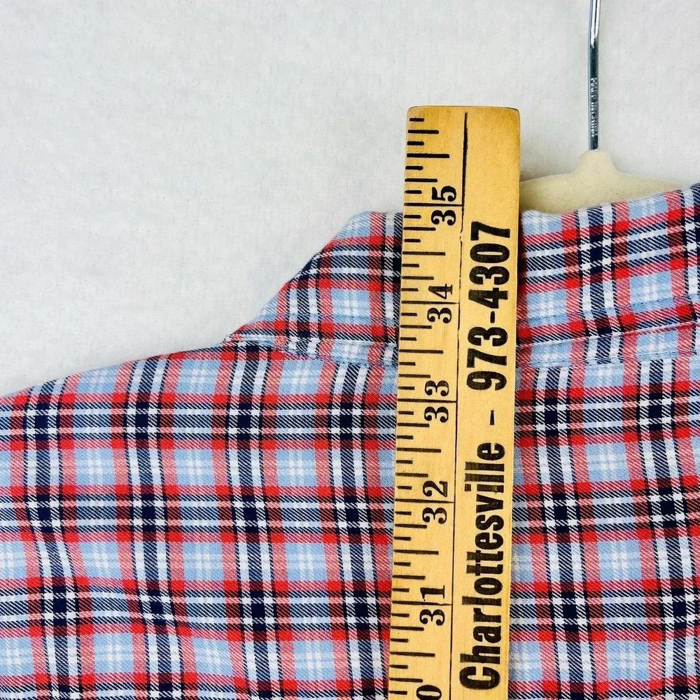 Polo Jeans Ralph Lauren Men's Shirt Large Red‎ Blue White Plaid Button Up Pony